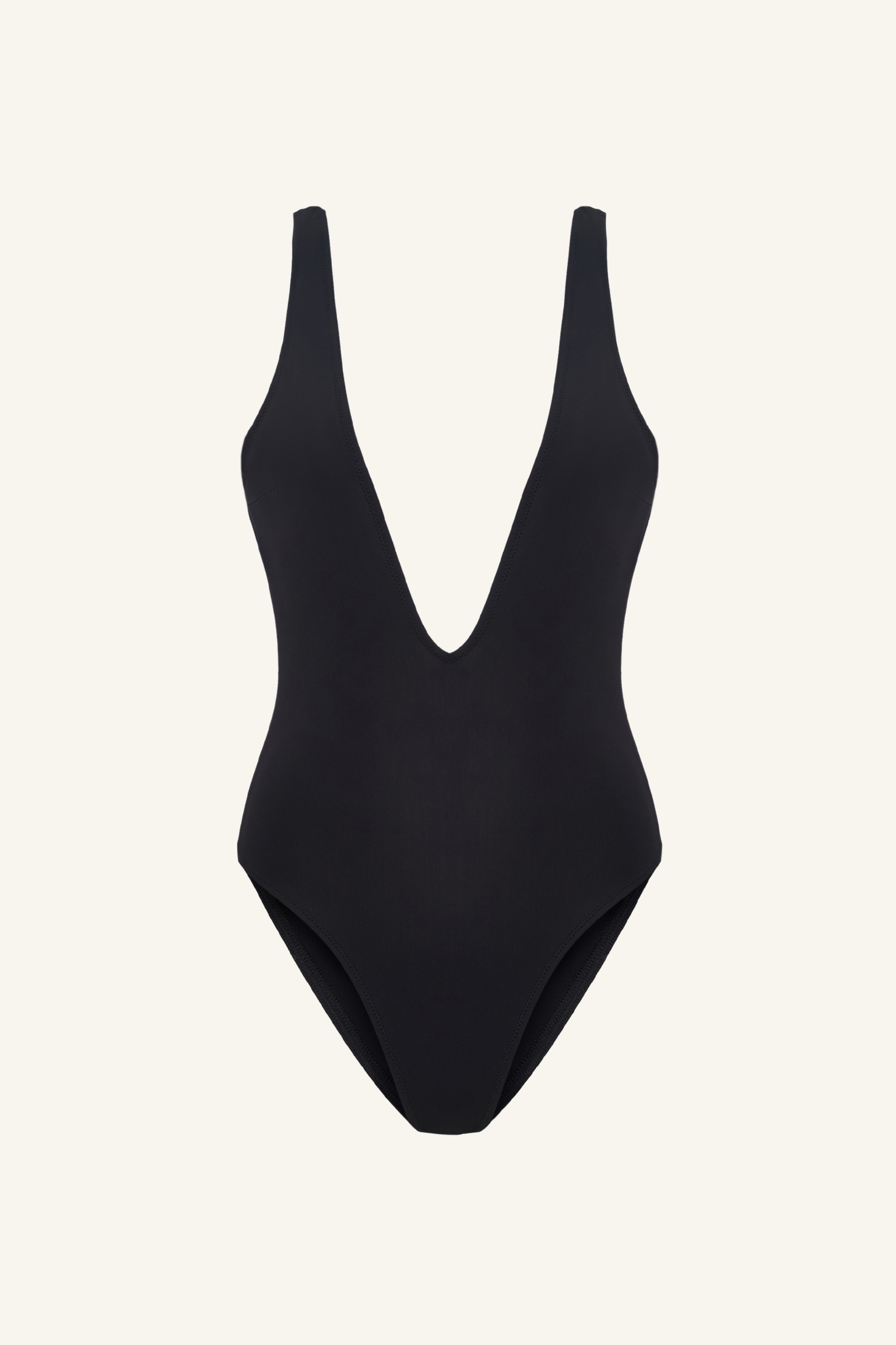 Deep V Swimsuit in black