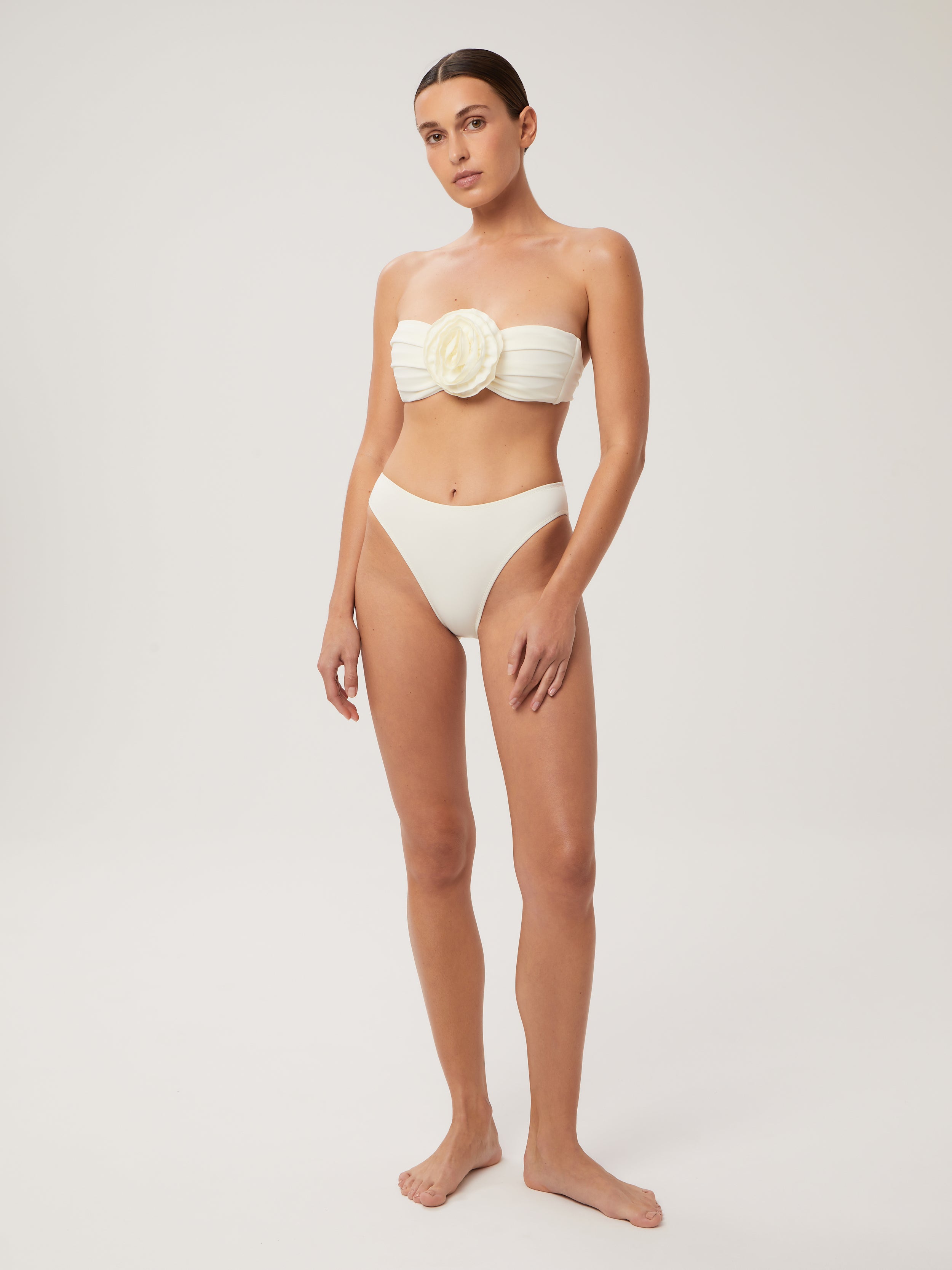 Rose Bandeau Bikini Top in ivory